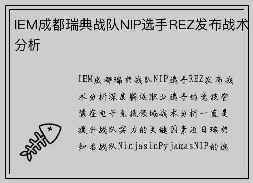 IEM成都瑞典战队NIP选手REZ发布战术分析